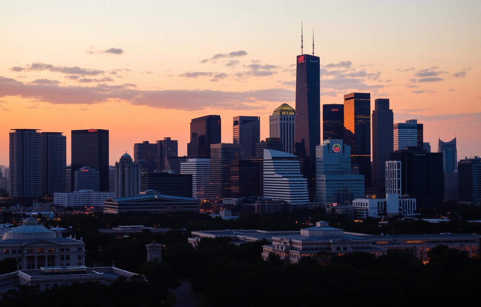 Houston skyline at sunset